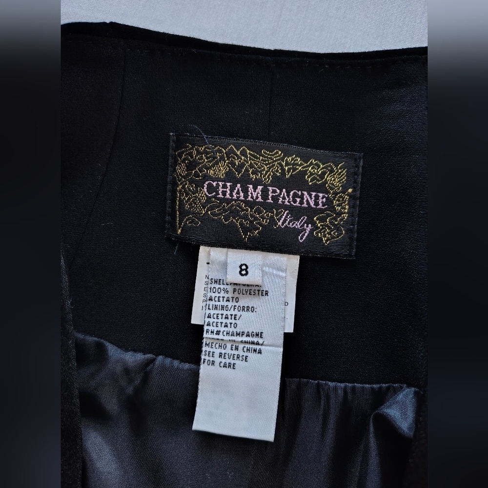 Champagne Black Women's Blazer with Crystal Button Size 8 - Picture 5 of 7